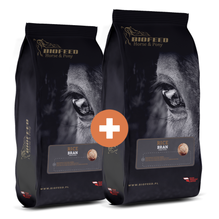 Zestaw: Otręby ryżowe dla koni granulowane zbilansowane BIOFEED Horse & Pony Rice Bran Granulated 2 x 20 kg